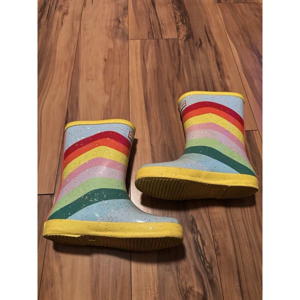 Hunter Unisex Glitter Rainbow Sky Rain Boots Little Kids Size 13